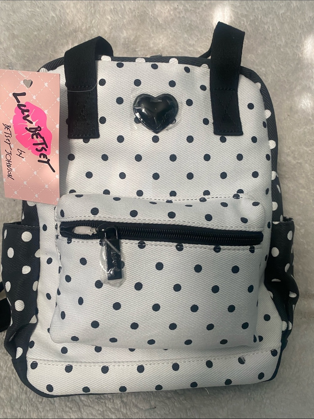 Luv Betsey by Betsy Johnson - Black & White Polka Dot Backpack